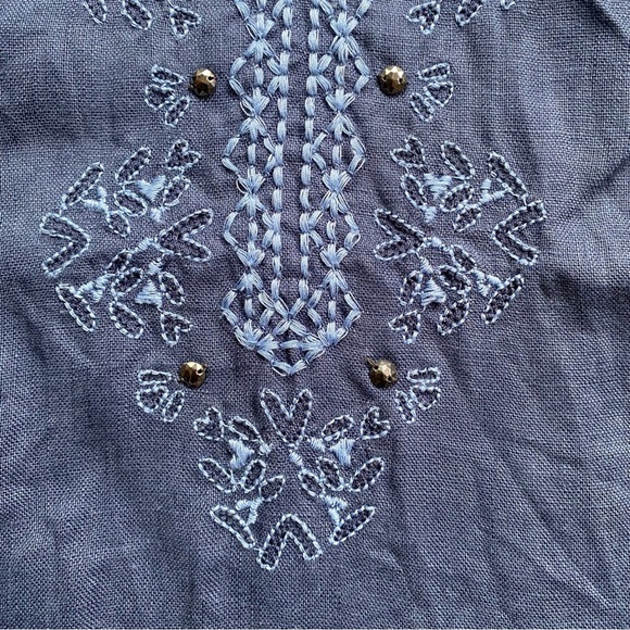 💙 GERRY WEBER NAVY EMBROIDERED LINEN BEACH COVERUP! - Picture 9 of 14